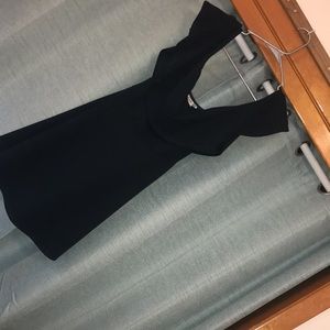 Short, off shoulder, emerald green dress